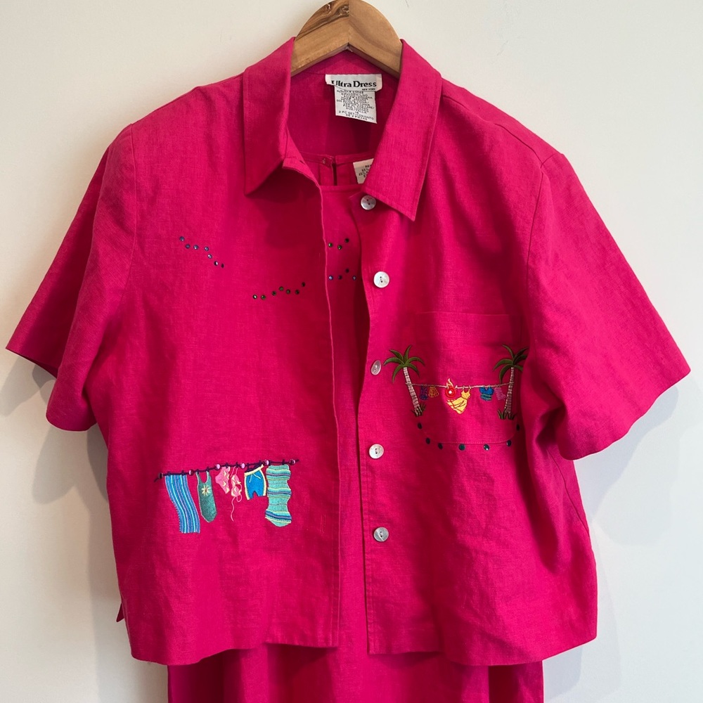 Vintage Ultra Dress‎ Pink Matching Set with Maxi Dress and Cropped Jacket